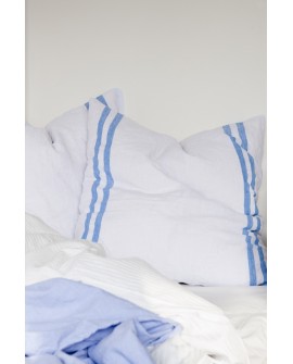 White / denim blue striped