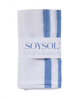 White / denim blue striped