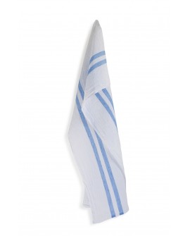 White / denim blue striped